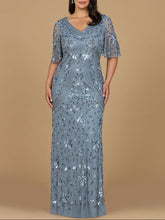 Load image into Gallery viewer, V-Neck, Cape Sleeve Beaded Gown
