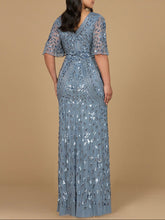 Load image into Gallery viewer, V-Neck, Cape Sleeve Beaded Gown
