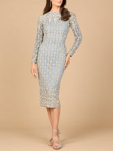 Load image into Gallery viewer, Beaded Midi Dress with Long Sleeves