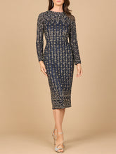 Load image into Gallery viewer, Beaded Midi Dress with Long Sleeves