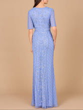 Load image into Gallery viewer, V-Neck, Cape Sleeve Beaded Gown with Belt