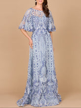 Load image into Gallery viewer, Embroidered, Cape Sleeve A-line Gown