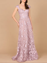Load image into Gallery viewer, Cap Sleeves, A-line Dress with Feathers