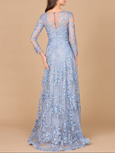 Load image into Gallery viewer, Illusion Neckline, Long Sleeves Gown