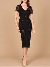 Load image into Gallery viewer, Beaded Midi Dress with Cap Sleeves