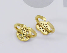 Load image into Gallery viewer, Gold MOP Round/Heart Evil Eye Adjustable Ring, Sku#LD274