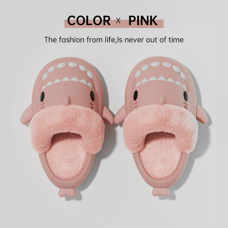 Shark Slippers Warm Fuzzy House Shoes | Detachable Fuzzy Winter Bedroom Slippers