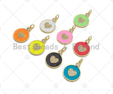 Load image into Gallery viewer, Enamel Colorful Heart On Round Coin Pendant, Sku#L475