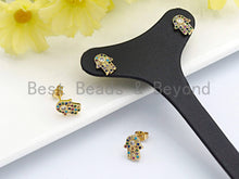 Load image into Gallery viewer, Clorful CZ Cute Hamsa Hand Stud Earring, Sku#J83