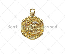 Load image into Gallery viewer, 18k Dainty Gold Cute Bird On Round Coin Shape Charms,  Sku#F1317C