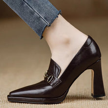 Load image into Gallery viewer, Retro Chunky-Heel Pointed-Toe Professional Women's Pumps | Slip-On Office Heels