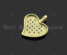 Load image into Gallery viewer, Gold Filled CZ Micro Pave Heart On Heart Shape Pendant, 18K Gold Filled Heart Charm, Necklace Bracelet Charm Pendant,20x23mm,Sku#LK335
