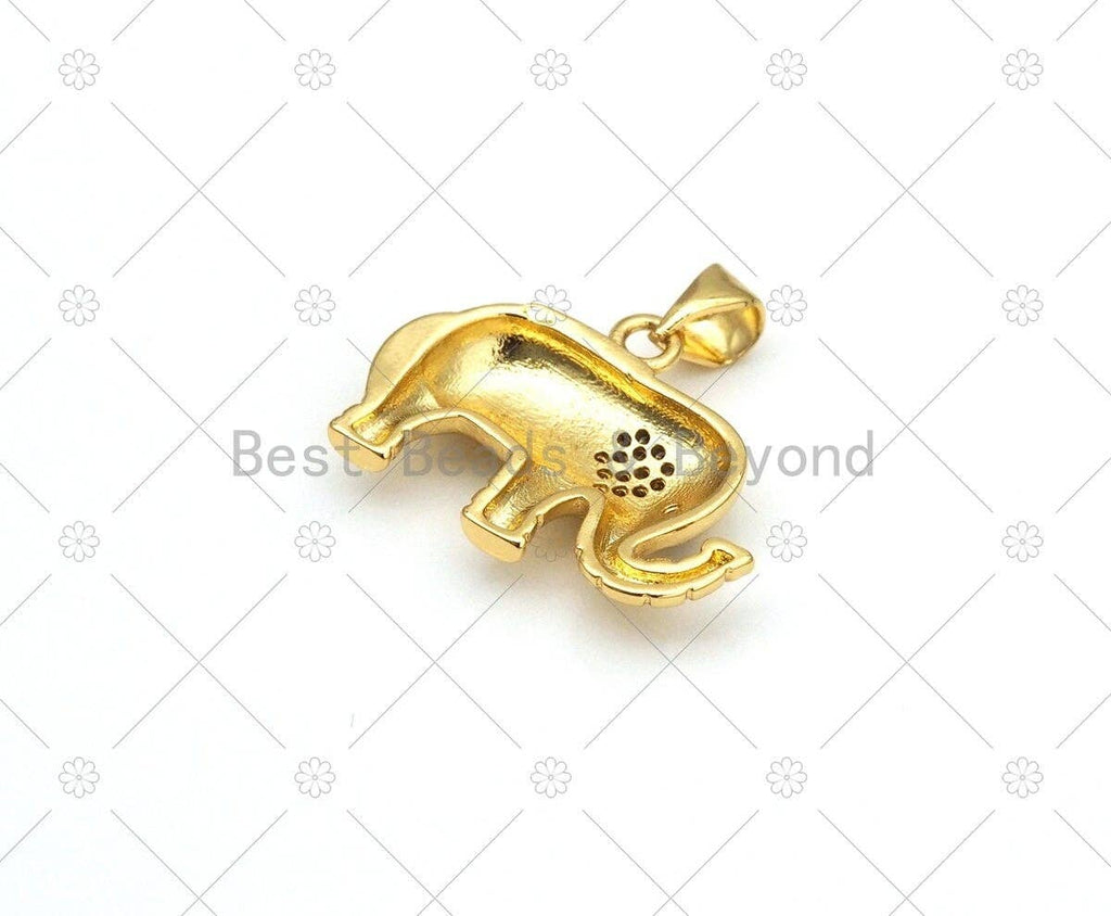 CZ Micro Pave Elephant Shape Pendant, 18K Gold Filled Elephant Charm, Necklace Bracelet Charm Pendant, 22x16mm, Sku#LK467