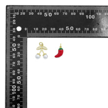 Load image into Gallery viewer, Clear CZ White Pearl Red Chili Charm Pendant,Sku#A495