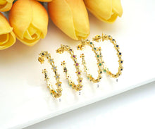 Load image into Gallery viewer, CZ Multi Colorful Stars Hoop Earrings, O62