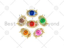Load image into Gallery viewer, Colorful Evil Eye Shape Pendant/Charm, 18K Gold Filled Glass Quartz Charm, Necklace Bracelet Charm Pendant,13x20mm,Sku#LK393