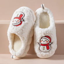 Load image into Gallery viewer, Women's Snowman Slippers - Warm Plush Winter Indoor House Shoes with Anti-Slip Sole