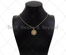 Load image into Gallery viewer, CZ Micro Pave Sunflower On Round Ring Pendant,Cubic Zirconia SKU#B130