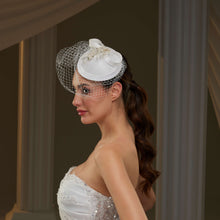 Load image into Gallery viewer, Handmade Bridal Fascinator with Pearls, Leaves