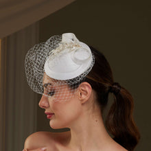 Load image into Gallery viewer, Handmade Bridal Fascinator with Pearls, Leaves