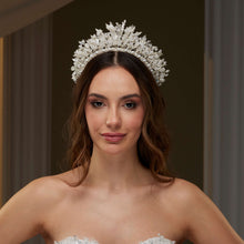 Load image into Gallery viewer, Luxury Bridal Tiara with Crystals &amp; Pearls