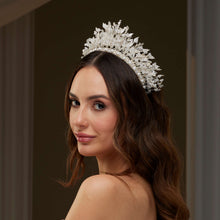 Load image into Gallery viewer, Luxury Bridal Tiara with Crystals &amp; Pearls