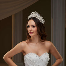 Load image into Gallery viewer, Luxury Bridal Tiara with Crystals &amp; Pearls