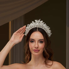 Load image into Gallery viewer, Luxury Bridal Tiara with Crystals &amp; Pearls