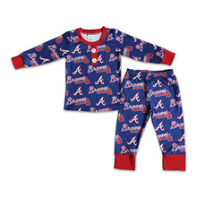 Load image into Gallery viewer, Braves print long sleeve boy team pajamas