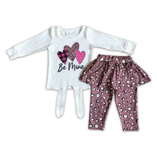 Load image into Gallery viewer, Be mine heart print shirt leopard leggings match skirt girls boutique valentine's outfits