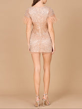 Load image into Gallery viewer, Short Sleeve Cocktail Dress with Feathers