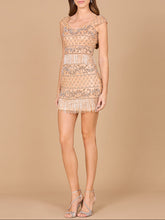 Load image into Gallery viewer, Beaded Cocktail Dress with Cap Sleeves and Fringe