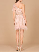 Load image into Gallery viewer, One Shoulder Cocktail Dress with Feathers