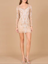 Load image into Gallery viewer, Long Sleeve Cocktail Dress with V-Neckline