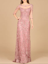Load image into Gallery viewer, Detachable Half Sleeve Lace Sheath Gown