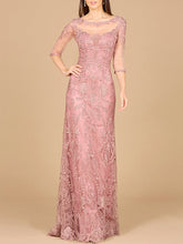 Load image into Gallery viewer, Detachable Half Sleeve Lace Sheath Gown