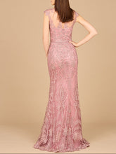 Load image into Gallery viewer, Detachable Half Sleeve Lace Sheath Gown