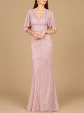 Load image into Gallery viewer, Cape Sleeve Beaded Gown