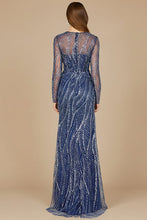 Load image into Gallery viewer, Long Sleeve Sheath Gown with Silver Beads
