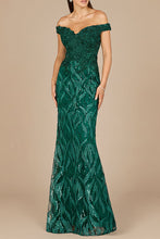Load image into Gallery viewer, Off Shoulder, Mermaid Lace Gown