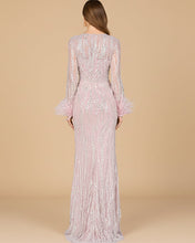 Load image into Gallery viewer, Long Sleeve Sheath Gown with Feathers