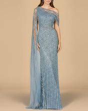 Load image into Gallery viewer, One Shoulder Fitted Gown with Cape Sleeve | Lara 29051