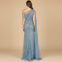 Load image into Gallery viewer, One Shoulder Fitted Gown with Cape Sleeve | Lara 29051