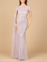Load image into Gallery viewer, One Shoulder Fitted Gown with Cape Sleeve | Lara 29051