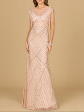 Load image into Gallery viewer, Beaded Fringe Illusion Dress with Cap Sleeves