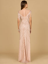 Load image into Gallery viewer, Beaded Fringe Illusion Dress with Cap Sleeves