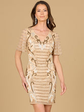Load image into Gallery viewer, Beaded Short Sleeve Cocktail Dress