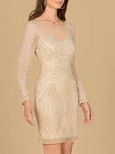 Load image into Gallery viewer, Long Sleeve Cocktail Dress with Illusion Neckline