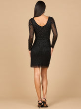 Load image into Gallery viewer, Long Sleeve Cocktail Dress with Illusion Neckline