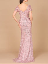 Load image into Gallery viewer, Short Sleeve, Beaded Mermaid Gown